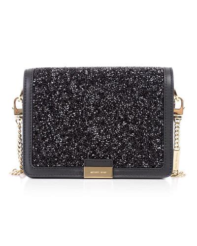 michael kors black sparkly bag|black genuine leather shoulder bag.